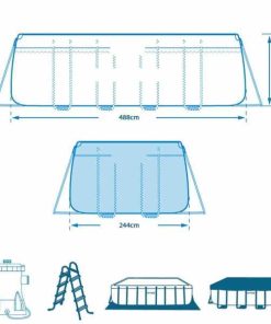Piscină PRISM FRAME RECTANGULAR 488x244x107cm, 10874L, cadru metalic - imagine 9