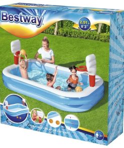 Piscina gonflabilă pentru copii "Basketball" cu inele și 2 mingi, 254x168x102 cm, 636 L, 3+ - imagine 6