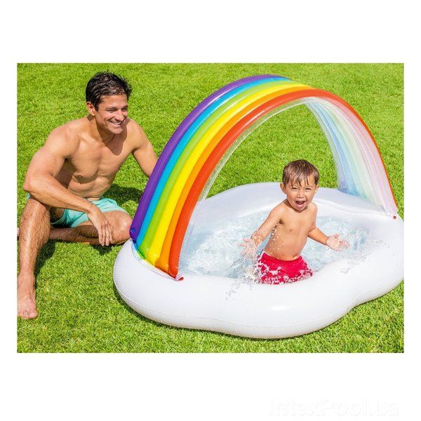 Piscină gonflabilă pentru copii cu baldachin “Curcubeu” 142x119x84 cm, 82 L, 1-3 ani - imagine 2