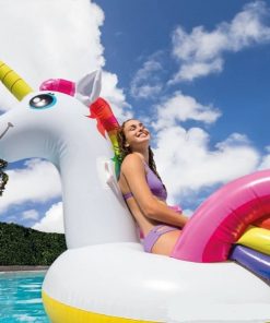 Plută-saltea gonflabilă “Unicorn gigant" cu mânere, 251x163x145 cm, până la 200 kg, 14+ - imagine 2