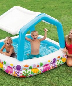 Piscină gonflabilă pentru copii cu baldachin 157x157x122 cm, 295 L, 2+ - imagine 3