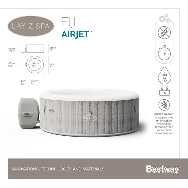 Jacuzzi SPA Fiji AirJet 180x66cm, 669L, 2-4 persoane - imagine 7