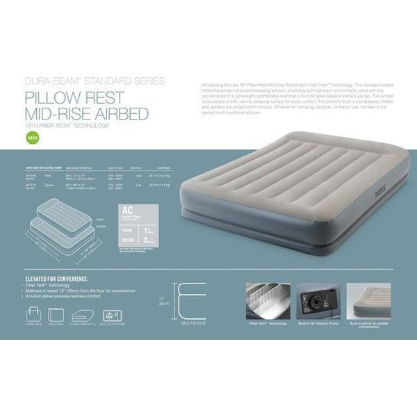 Saltea gonflabilă “Velur MID-Rise Air” 152x203x30 cm cu tetieră și pompă încorporată 220V, până la 272 kg - imagine 3