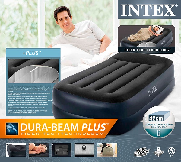 Saltea gonflabilă “Velur Pillow” 99х191х42cm cu tetieră și pompă încorporată 220V, până la 136 kg - imagine 3