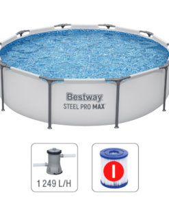 Bestway Piscina STEEL PRO MAX Round 305x76 cm, 4678L, cadru metal