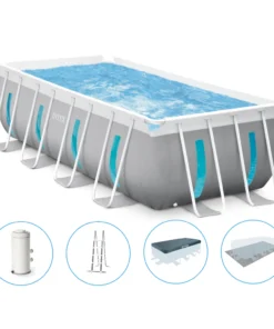 Piscină cu cadru metalic Prism Frame Clearview Premium 400×200×122 cm, 8418 L, cu pompă 2006 L/h, set complet, Intex (26770)