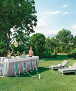Alternative view of Piscină cu cadru metalic Prism Frame Clearview Premium 400×200×122 cm, 8418 L, cu pompă 2006 L/h, set complet, Intex (26770)