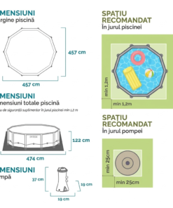 Piscină Metal Frame 16805 L cu pompă filtru, scară, prelată și covor de protecție - imagine 4